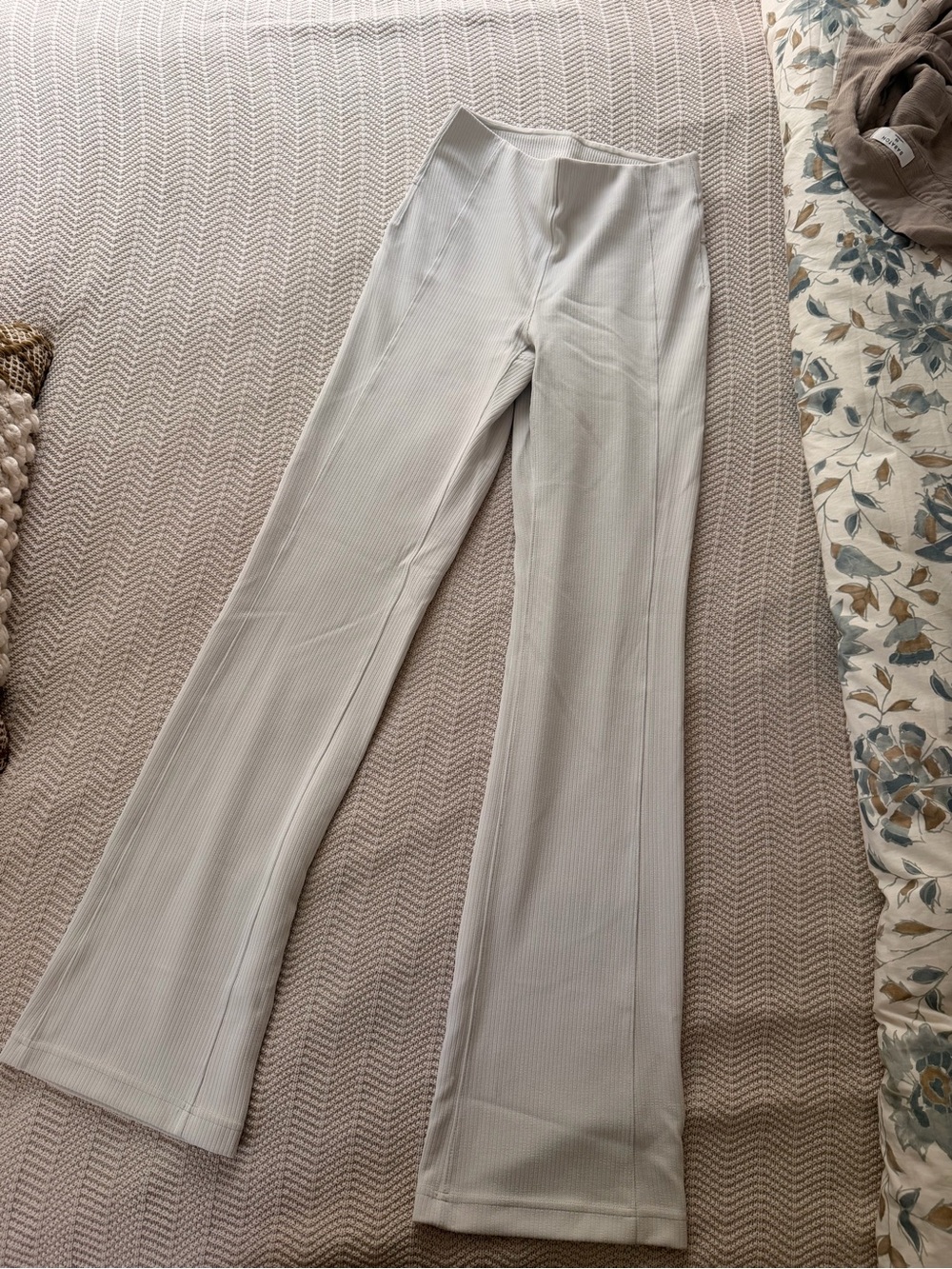 Lululemon ribbed softstreme cream ribbed flare pant in a size 4